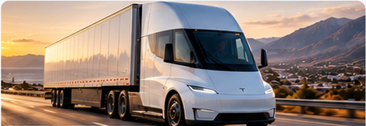 Tesla Semi concept in a highway scene